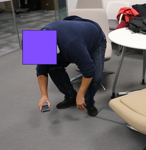 A user pointing the phone straight down at the floor because they believe the object is on the floor.